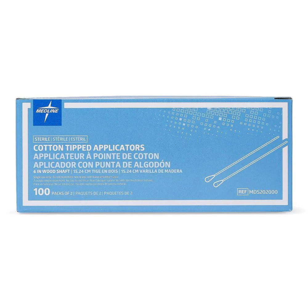 Medline Sterile Cotton-Tipped 6" Wood Applicator, Latex-free, MDS202000 - Image 2