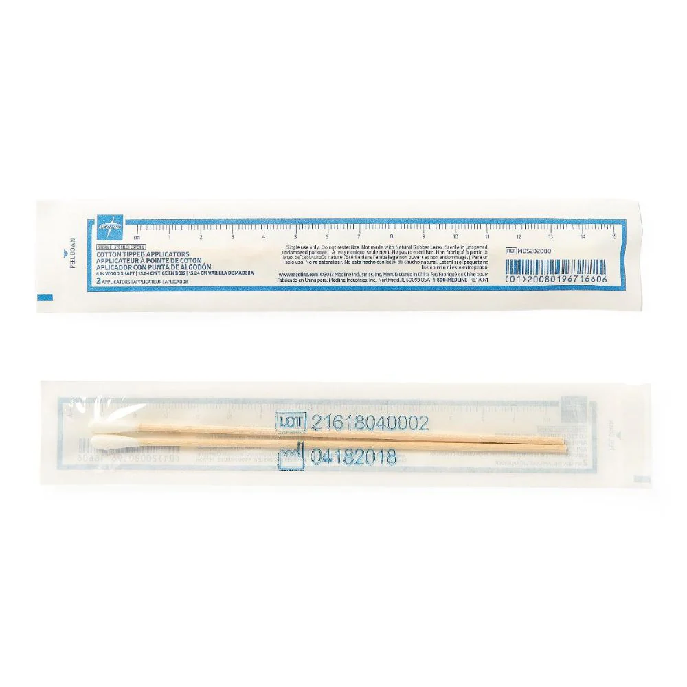 Medline Sterile Cotton-Tipped 6" Wood Applicator, Latex-free, MDS202000 - Image 3