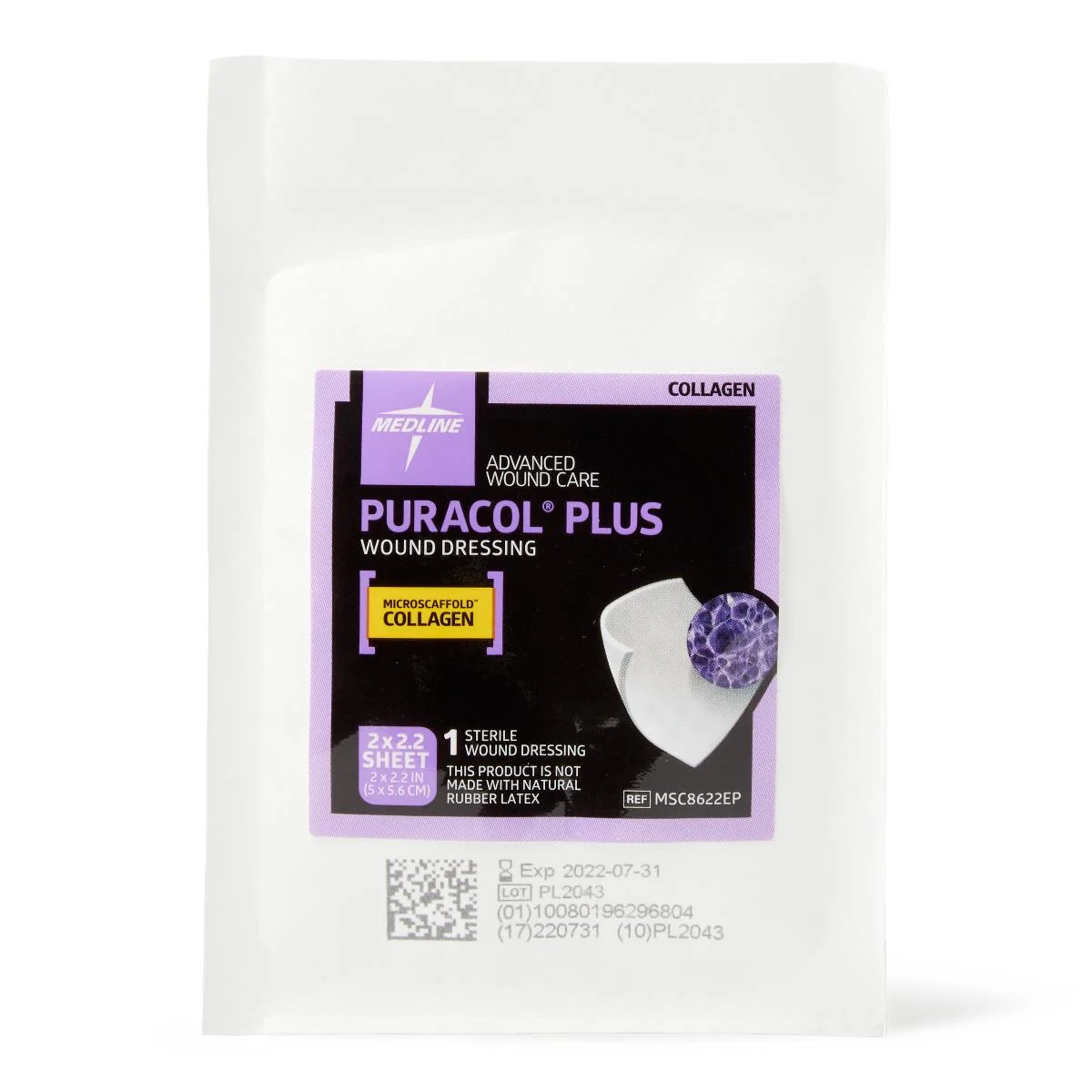 Medline Puracol Plus Collagen Wound Dressing, 2 W x 2.25 In. L Sheet, in Educational Packaging, Highly Absorbent, Non-Adhesive, MSC8622EP - Image 3