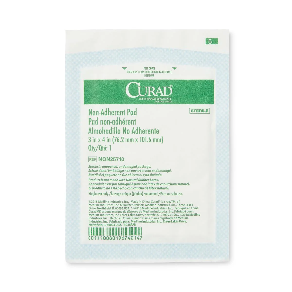 Medline CURAD Sterile Non-Adherent Pad 3" x 4", Polyester/Cotton, NON25710 - Image 2