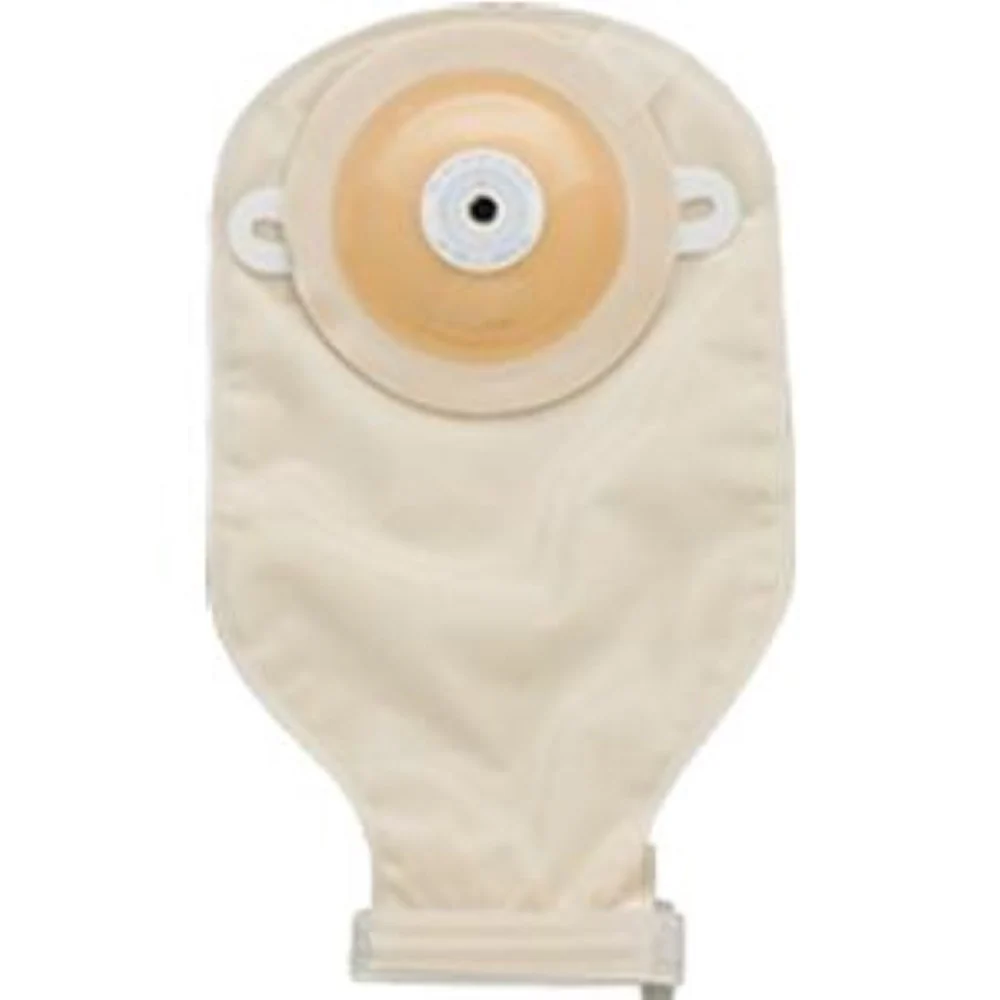 Nu-Hope One-Piece Post-Op Trim-to-Fit Deep Convex Adult Drainable Pouch with Nu-Comfort Barrier and Closure Clamp 1/2" to 7/8" Opening Round, 11" L x 5-3/4" W, Vinyl
