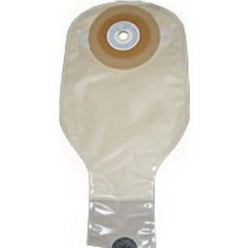 Nu-Hope One-Piece Post-Op Pre-Cut Deep Convex Adult Drainable Pouch with Nu-Comfort Barrier and Closure Clamp 1" Opening Round, 11" L x 5-3/4" W, 3-1/2" Adhesive Foam Pad, 24 oz, Odor-Proof