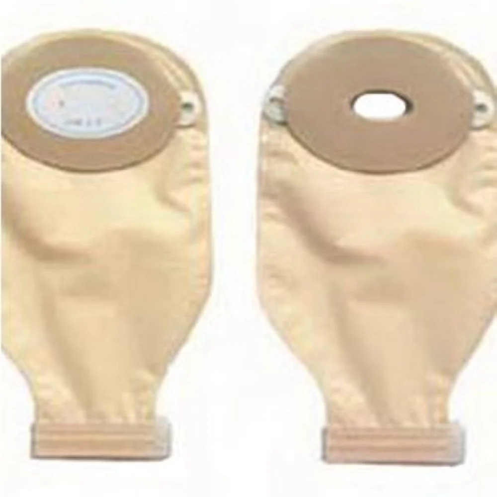 Nu-Hope Nu-Flex One-piece Pre-cut Deep Convex Adult Drainable Pouch with Closure Clamp 3/4" x 1-1/2" Inside Cutting Area Oval, 3-1/4" x 4-5/8" OD, 11" L x 5-3/4" W , 1/2" Starter Hole, 24Oz, Adhesive Foam Pad