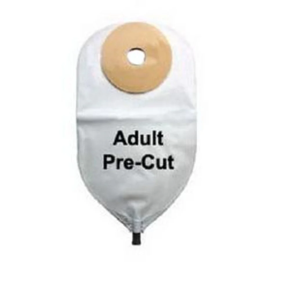 Nu-Hope Inc Nu-Flex One-piece Post-Op Pre-cut Adult Urinary Pouch with Cap 1" Opening Round, 11" L x 5-3/4" W, 3" Adhesive Foam Pad, 24Oz, Lightweight