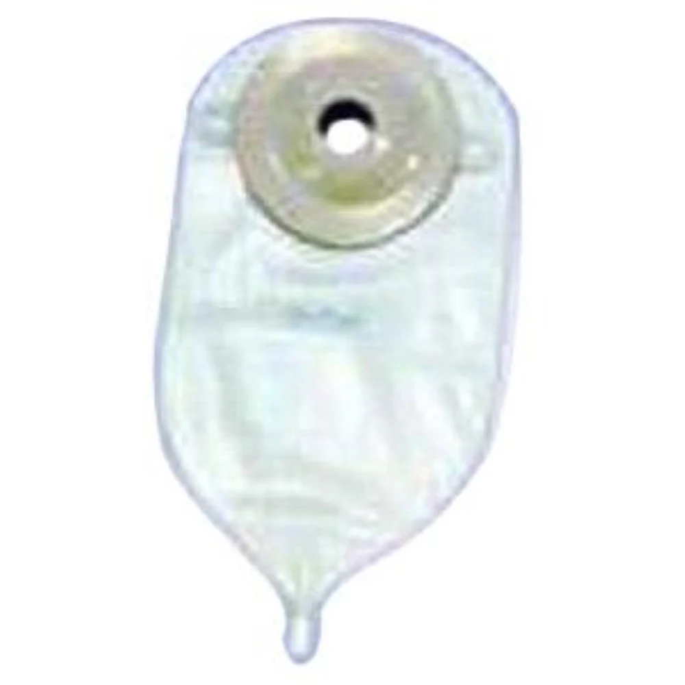 Nu-Hope One-piece Hi-pockets Post-op Pre-cut Convex Adult Urinary Pouch 3/4" Opening Round, 11" L x 5-3/4" W, 20Oz, Opaque Front, Clear Back, with Cap and Adapter
