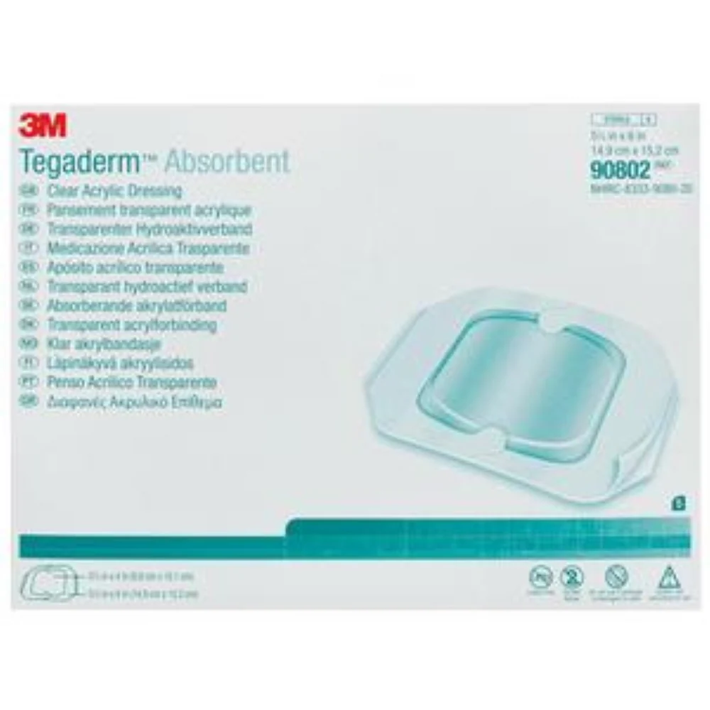 3M Tegaderm Clear Absorbent Acrylic Dressing, Small 5-9/10 x 6 In., 3-9/10 x 4 In.Pad