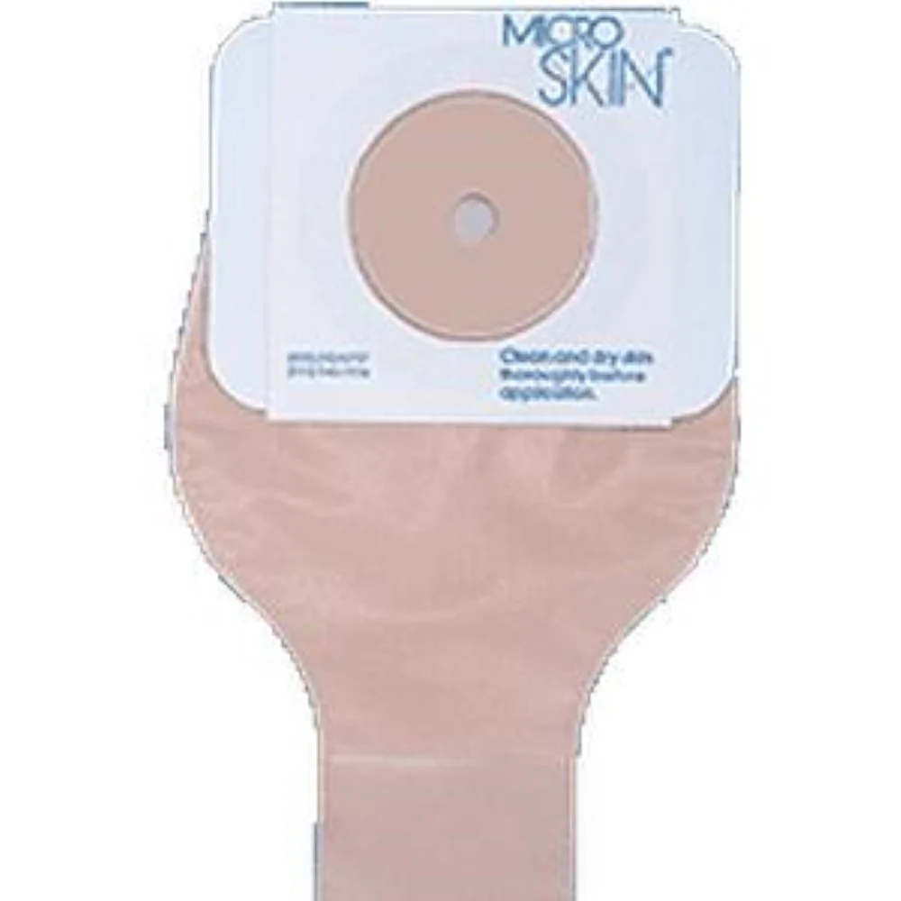 Cymed One-piece Drainable Pouch with Pre-cut MicroSkin Adhesive Barrier and 3mm Thin MicroDerm Washer 1-1/8" Stoma Opening, 9" L, Medium, Opaque, Odor-proof Film, Comfort Backing, Latex-free