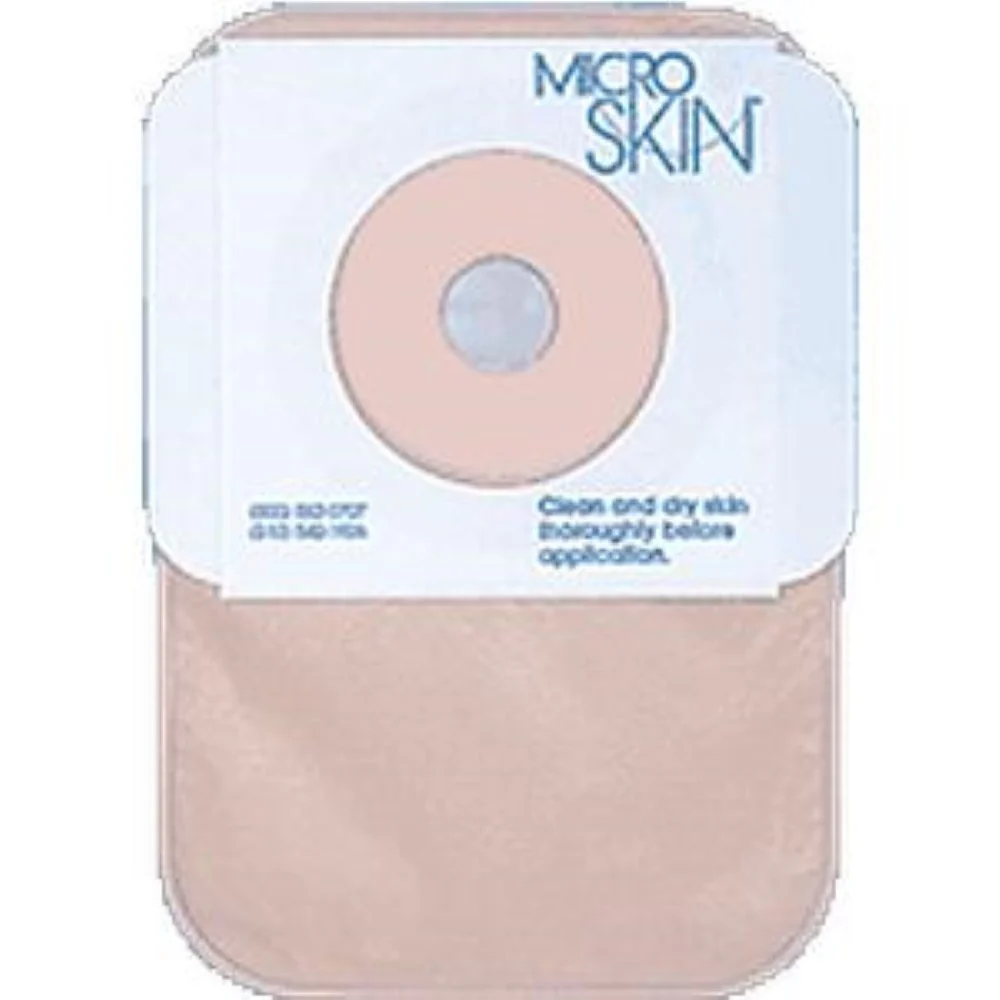 One-piece Colostomy Closed-end Pouch with Microskin Adhesive Plain Barrier and MicroDerm Thin Washer 1" Stoma Opening
