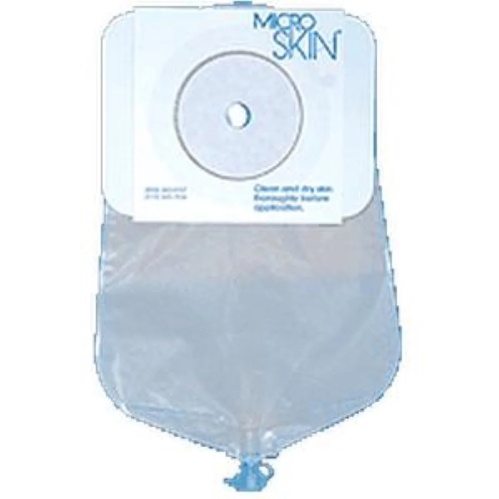 Cymed One-piece Urostomy Pouch with Pre-cut MicroSkin Barrier and 3mm Thin MicroDerm Washer 1-1/2" Stoma Opening, 9" L, Clear, Odor-proof Film, Comfort Backing, Latex-free