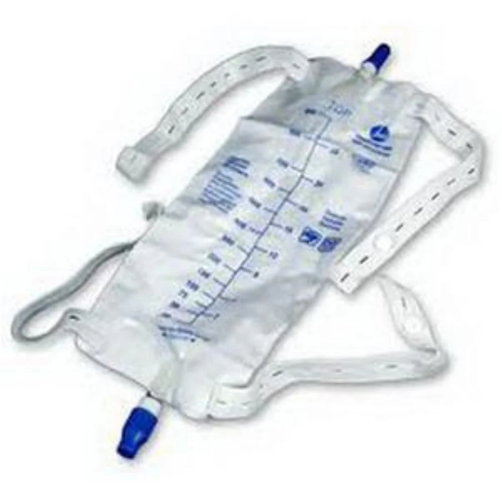 Amsino AMSure® Urinary Drainage Bag with Anti-reflux Flutter Valve 2000mL Diamond Shape Large, Sterile, Latex-free Straps