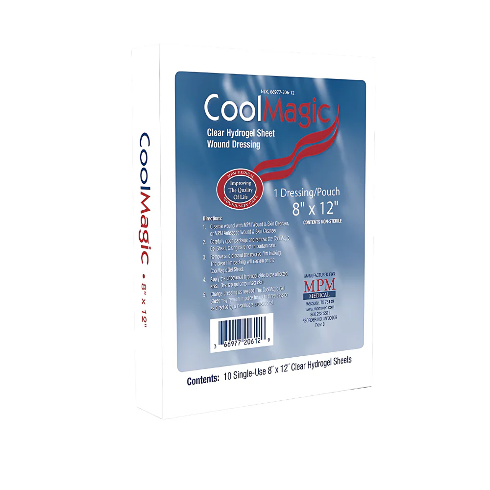 MPM Medical CoolMagic Hydrogel Polymer Sheet Dressing, Semi Occlusive, Instant Cooling, Soothing, Hydrophilic - Image 3