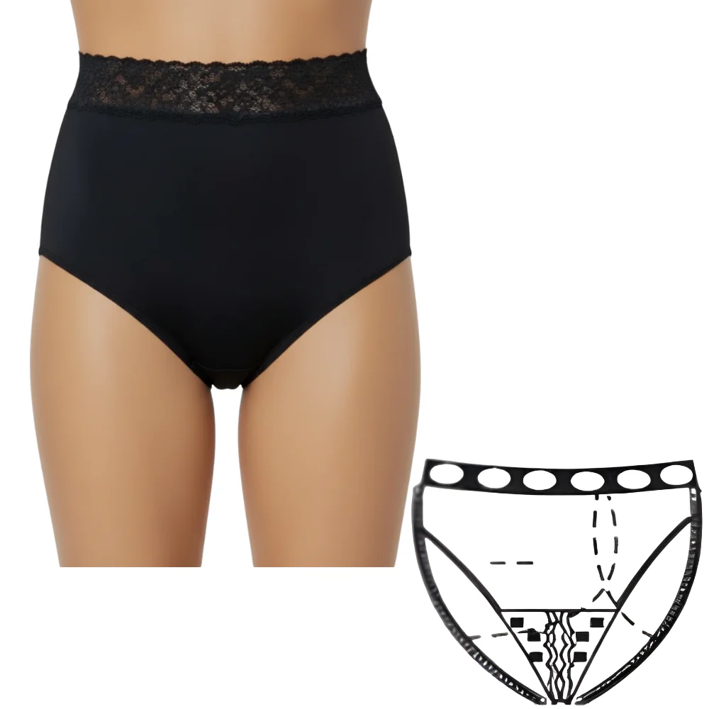 OPTIONS Ladies' Backless Ostomy Support Undergarment with Split-Lace Crotch and Built-In Barrier - Image 4