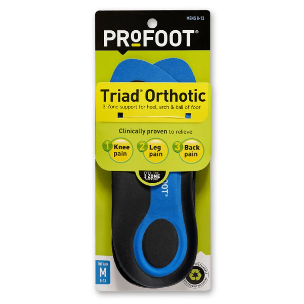 Productive Fitness Profoot Triad Orthotic Insole for Men, 3 Zone Support for Pain Relief, 11601
