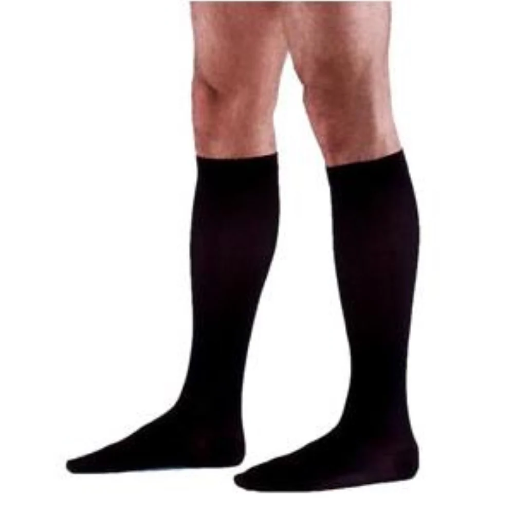 Sigvaris Cotton Comfort Calf-High Compression Socks, Closed Toe, 20-30mm Hg, Large Long, Black